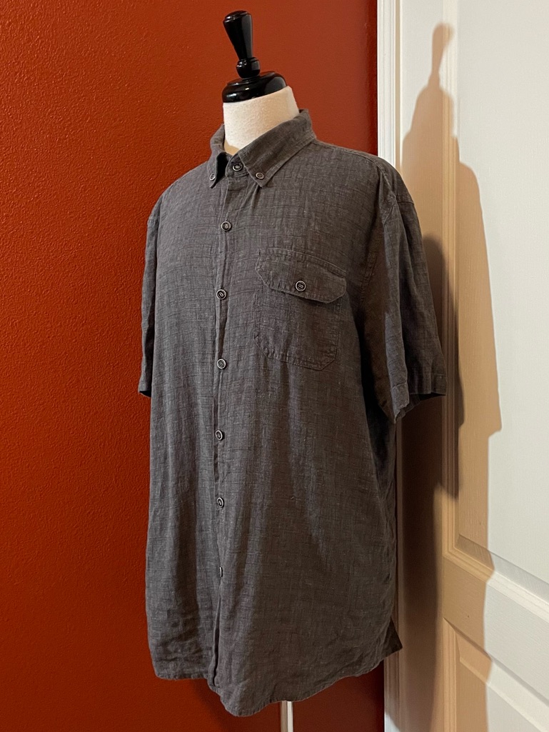 Coala Tree Men’s Organic Cotton Hemp Gray Us Made Short Sleeve Button Down Shirt